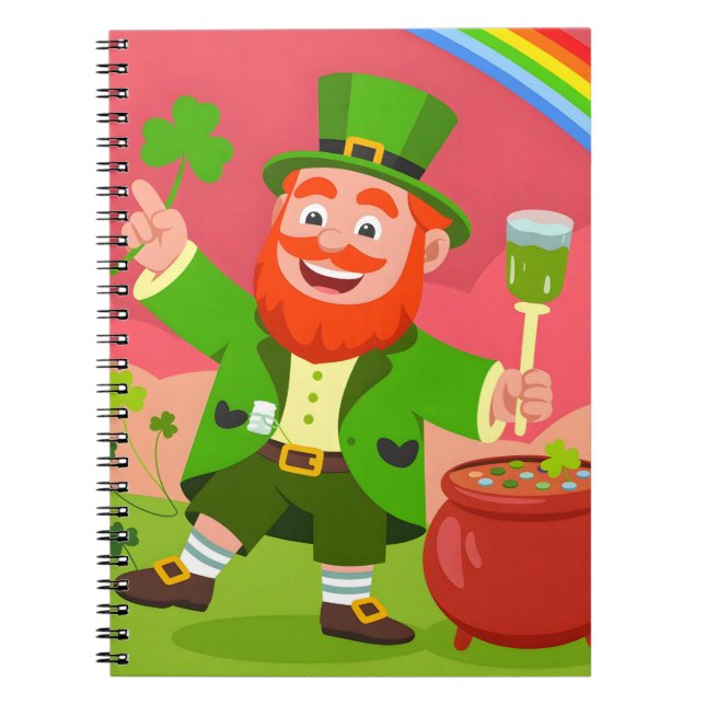 St. Patrick's Day Leprechaun Illustration  Notebook (Front)