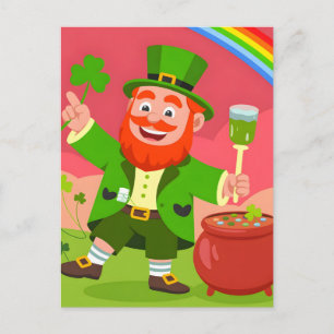 St. Patrick's Day Leprechaun Illustration  Postcard