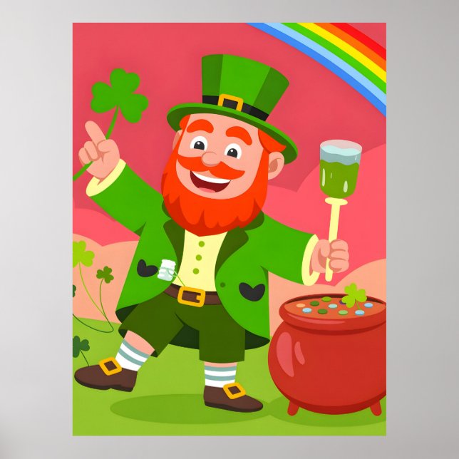 St. Patrick's Day Leprechaun Illustration  Poster (Front)