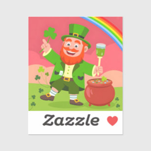 St. Patrick's Day Leprechaun Illustration Sticker