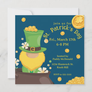 St. Patrick's Day Leprechaun in Pot of Gold Invitation