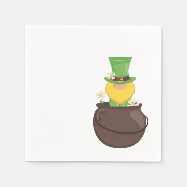 St. Patrick's Day Leprechaun in Pot of Gold Napkins (Front)