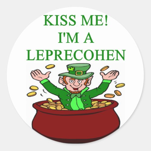 st patricks day leprechaun jewish irish joke classic round sticker