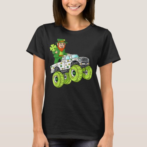 St Patricks Day Leprechaun Monster Truck Lucky Bo T_Shirt