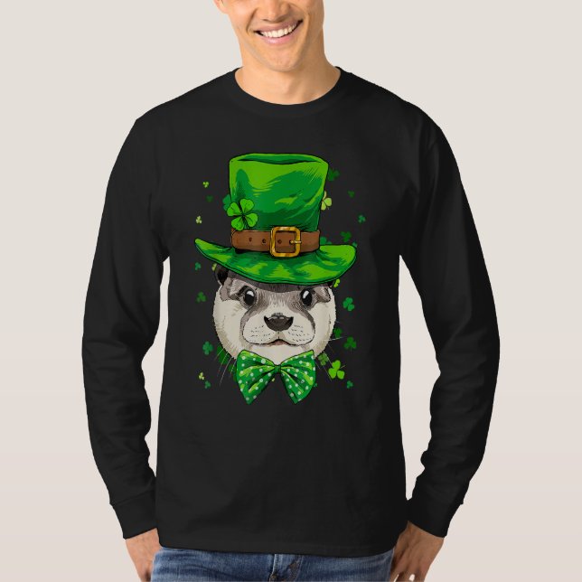 St Patrick's Day Leprechaun Otter Shamrock Otter I T-Shirt (Front)