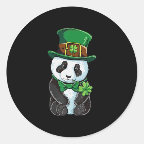 St Patricks Day Leprechaun Panda Irish Shamrock Classic Round Sticker