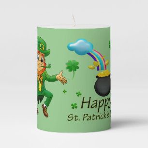 St. Patrick's Day Leprechaun Pillar Candle