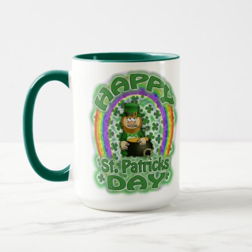 St Patricks Day Leprechaun Rainbow Mug