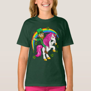 St Patricks Day Leprechaun Riding Unicorn T-Shirt
