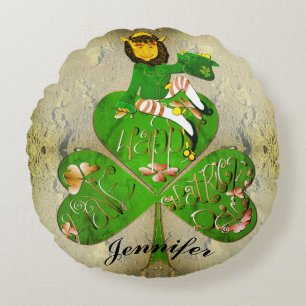 St. Patrick's Day Leprechaun Round Pillow