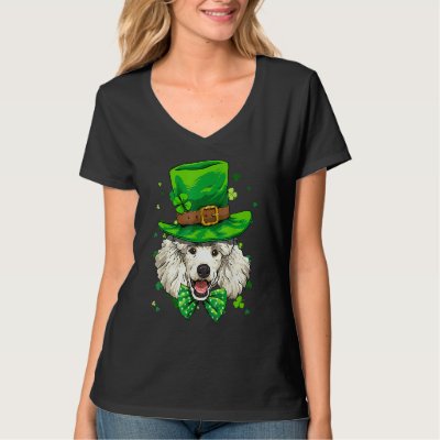 St Patrick's Day Leprechaun Shamrock Poodle Dog Ir T-Shirt