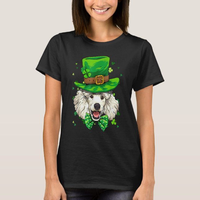 St Patrick's Day Leprechaun Shamrock Poodle Dog Ir T-Shirt (Front)