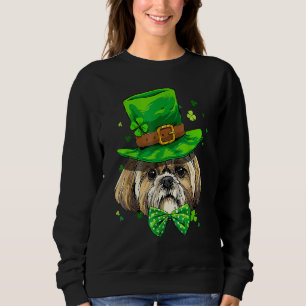 St Patrick's Day Leprechaun Shamrock Shih Tzu Iris Sweatshirt