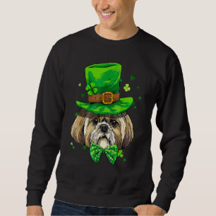 St Patrick's Day Leprechaun Shamrock Shih Tzu Iris Sweatshirt