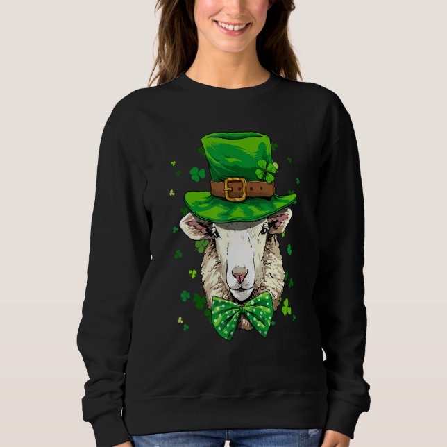 St Patrick's Day Leprechaun Sheep Lamb Shamrock Ir Sweatshirt (Front)