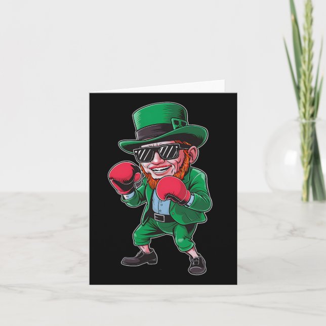 St Patricks Day Leprechaun Showing Boxing Skills M Card (Front)