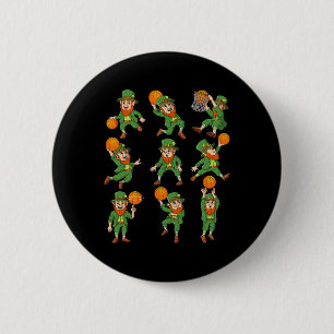 St Patricks Day Leprechaun Sketll Player Boys Girl Button