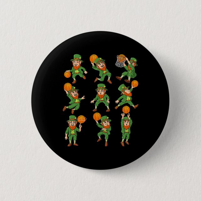 St Patricks Day Leprechaun Sketll Player Boys Girl Button (Front)