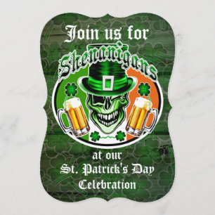 St. Patrick's Day Leprechaun Skull: Shenanigans Invitation