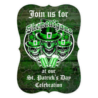 St. Patrick's Day Leprechaun Skulls: Shenanigans Card