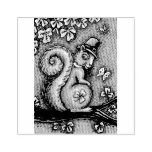 ST. PATRICK'S DAY LEPRECHAUN SQUIRREL RUBBER STAMP