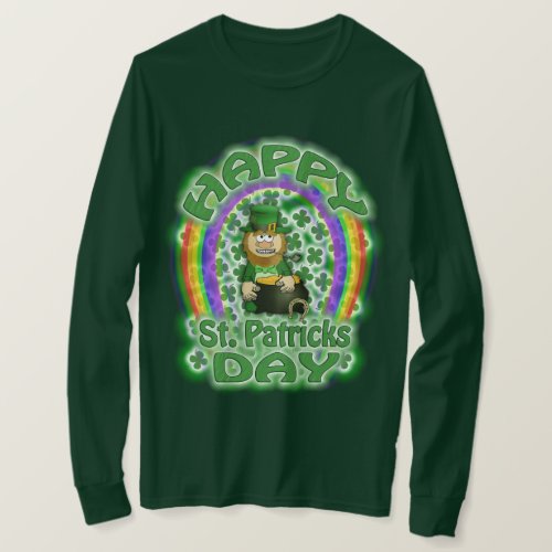 St Patricks Day Leprechaun T-Shirt - St. Patrick's Day leprechaun raining shamrocks and lucky rainbow design for Saint Paddys Day