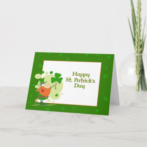 St Patricks Day Leprechaun wShamrock Card