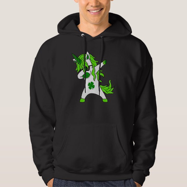 St Patricks Day Lepricorn Dabbing Unicorn Hoodie (Front)