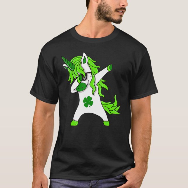 St Patricks Day Lepricorn Dabbing Unicorn T-Shirt (Front)