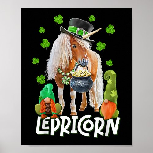 St Patricks Day LEPRICORN Unicorn Horse Lover Sha Poster