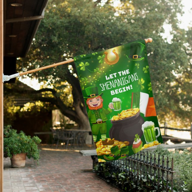 St. Patrick's day Let Shenanigans Begin House Flag (In SItu)