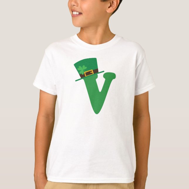 St Patricks Day Letter V Alphabet T-Shirt (Front)