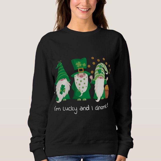 St. Patrick's Day LGBTQ Gay Pride Girl Gnomes Sweatshirt (Front)