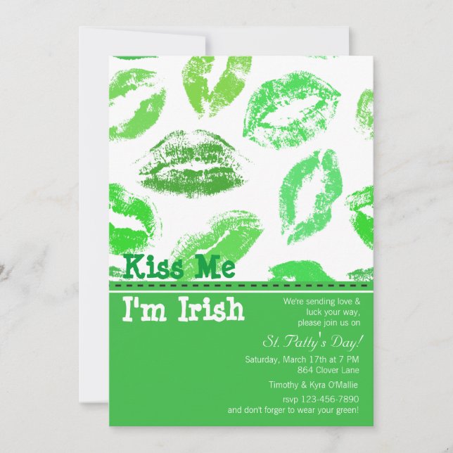 St. Patrick's Day Lips Invitation (Front)
