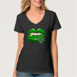 St Patrick&#39;s Day Lips Leopard Shamrock Awesome Iri T-Shirt