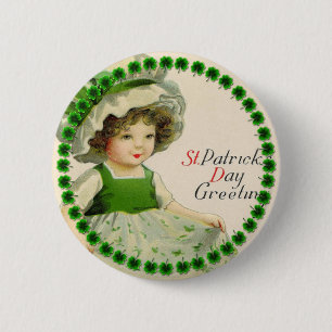 St Patrick's Day Little Irish Girl Button