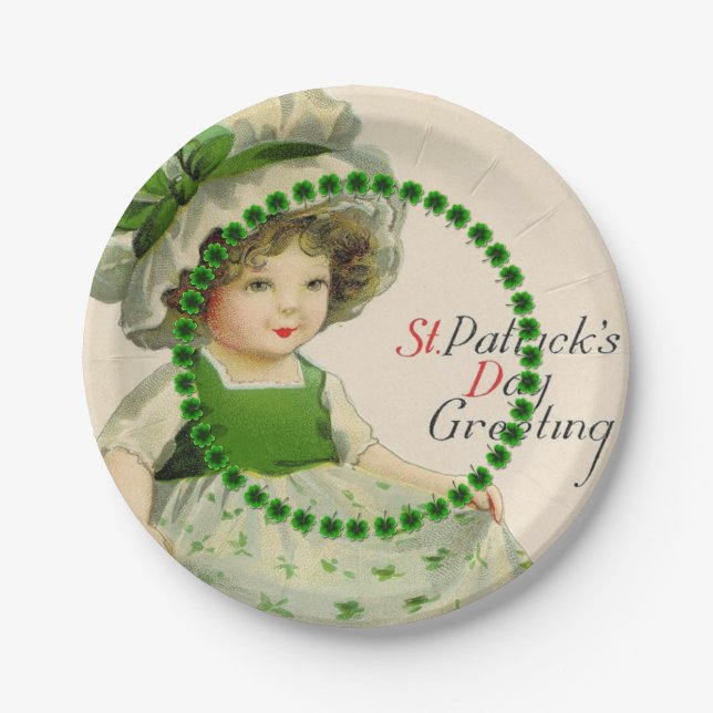 St Patrick's Day Little Irish Girl Paper Plates (Front)