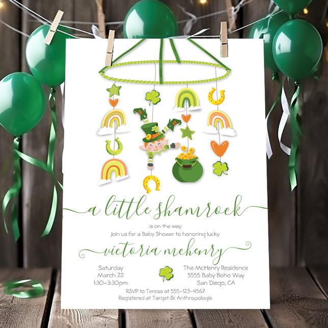 St. Patrick's Day Little Shamrock Baby Shower Invitation (Creator Uploaded)