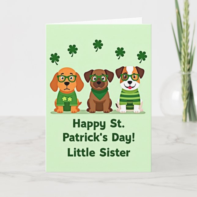 St Patricks Day Little Sister Card (Front)