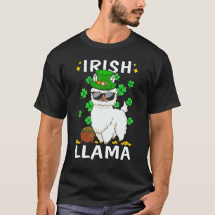 St Patricks Day Llama Irish Llama Shamrock Funny T-Shirt