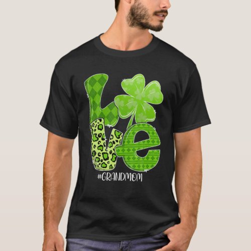 St Patricks Day Love Grandmom Plaid Leopard Sham T_Shirt