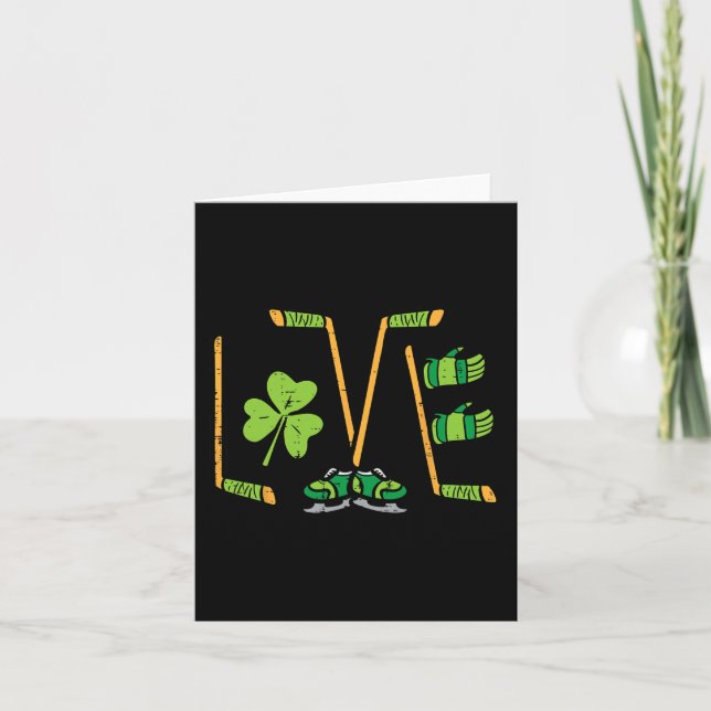 St Patricks Day Love Ice Hockey Saint Paddys Men B Card (Front)