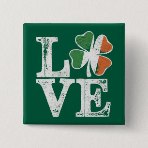 St Patricks Day Love Lucky Irish Shamrock Green  Button