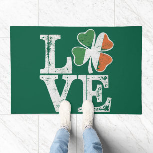 St Patricks Day Love Lucky Irish Shamrock Green  Doormat
