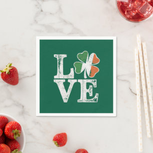 St Patricks Day Love Lucky Irish Shamrock Green  Napkins