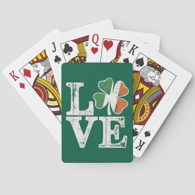 St Patricks Day Love Lucky Irish Shamrock Green  Poker Cards (Back)