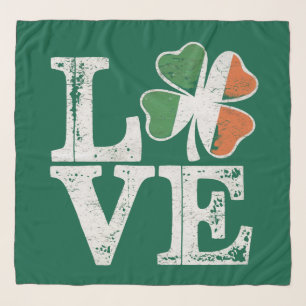 St Patricks Day Love Lucky Irish Shamrock Green Scarf