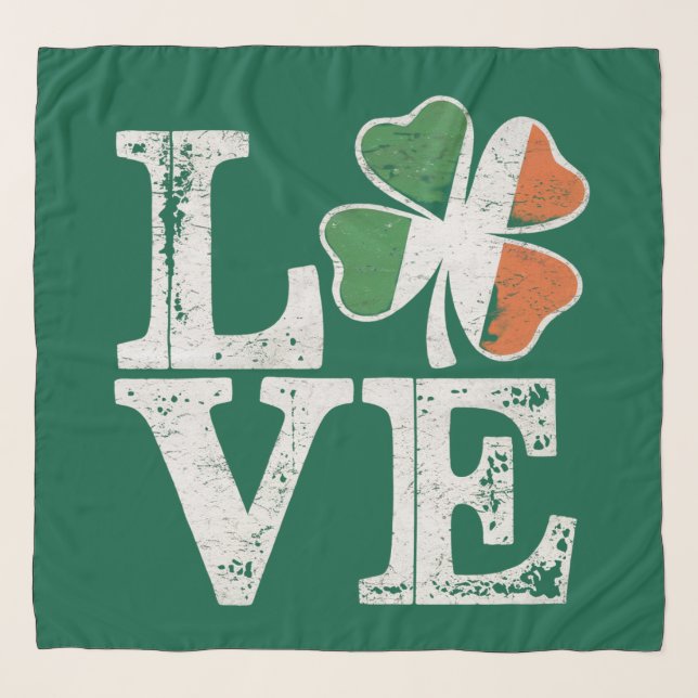 St Patricks Day Love Lucky Irish Shamrock Green  Scarf (Front)