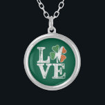 St Patricks Day Love Lucky Irish Shamrock Green Silver Plated Necklace<br><div class="desc">St Patricks Day Love Lucky Irish Shamrock Green Clover</div>