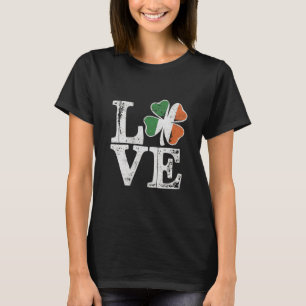St Patricks Day Love Lucky Irish Shamrock Green  T-Shirt